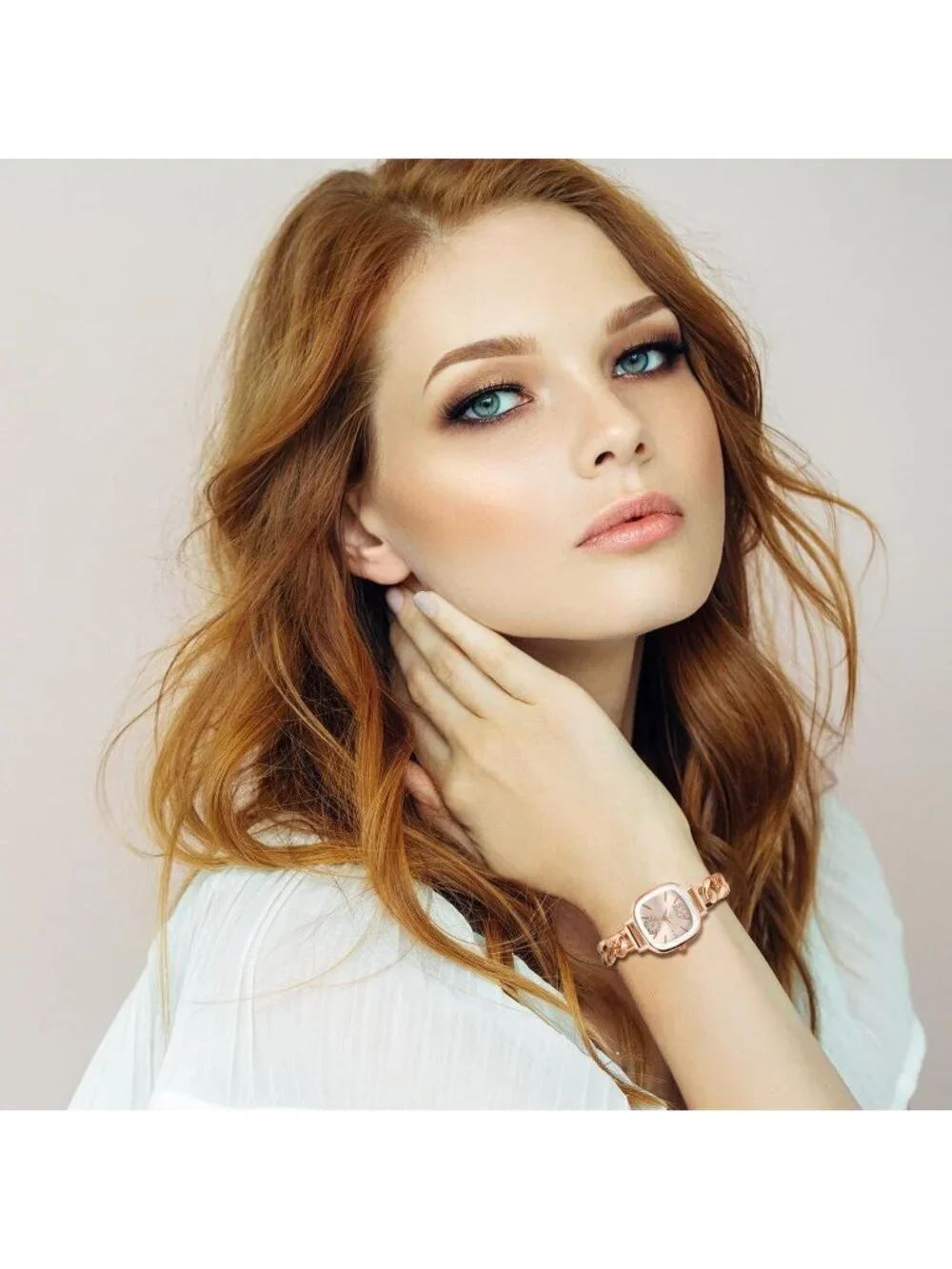 Women's Rose Gold Analog Elegant Stainless Steel Square Bracelet Wrist Watch